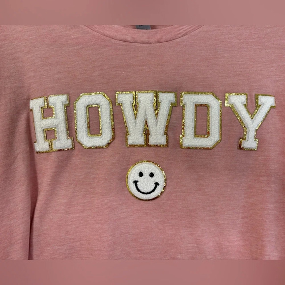 Chenille Letter Howdy Crop T-Shirt - Picture 2 of 5
